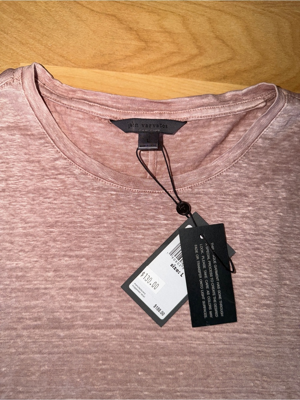 John Varvatos Dusty Rose Slub Crewneck T-Shirt